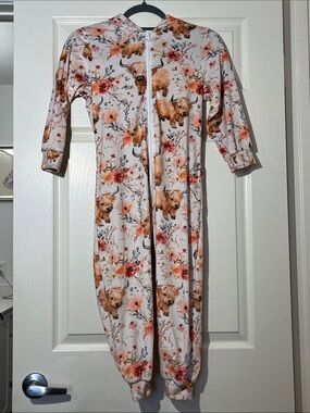 Floral & Highland Cow Zip Front Baby Onesie